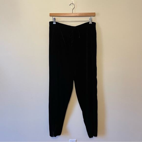 1960s 2X Vintage Velvet trousers straight leg high rise waistband black - Picture 1 of 8